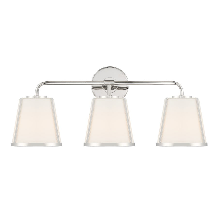 Crystorama Fulton 3 Light Bath Vanity, Polished Nickel/White - FUL-913-PN