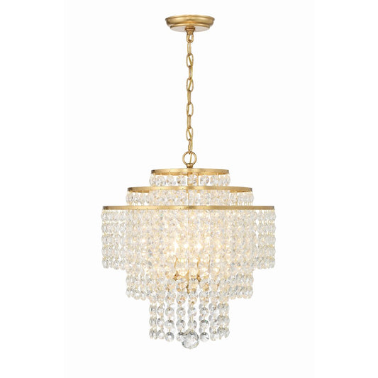 Crystorama Gabrielle 4 Light Chandelier, Antique Gold - GAB-B7304-GA