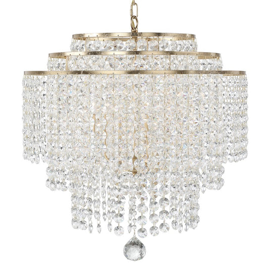 Crystorama Gabrielle 6 Light 25" Chandelier, Antique Gold - GAB-B7305-GA