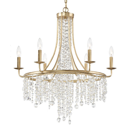 Crystorama Gabrielle 6 Light 30" Chandelier, Antique Gold - GAB-B7306-GA