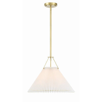 Crystorama Gamma 1 Light 3" Pendant, Aged Brass/White - GAM-71003-AG