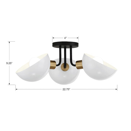 Crystorama Gigi 3 Light Semi Flush Mount, White