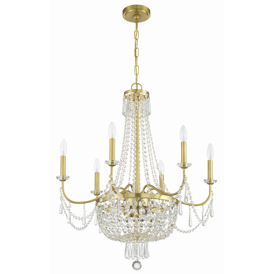 9 Light Chandelier, Aged Brass