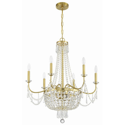 9 Light Chandelier, Aged Brass