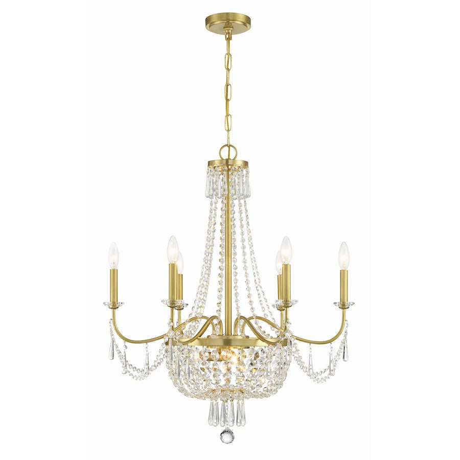 9 Light Chandelier, Aged Brass