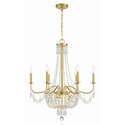 9 Light Chandelier, Aged Brass