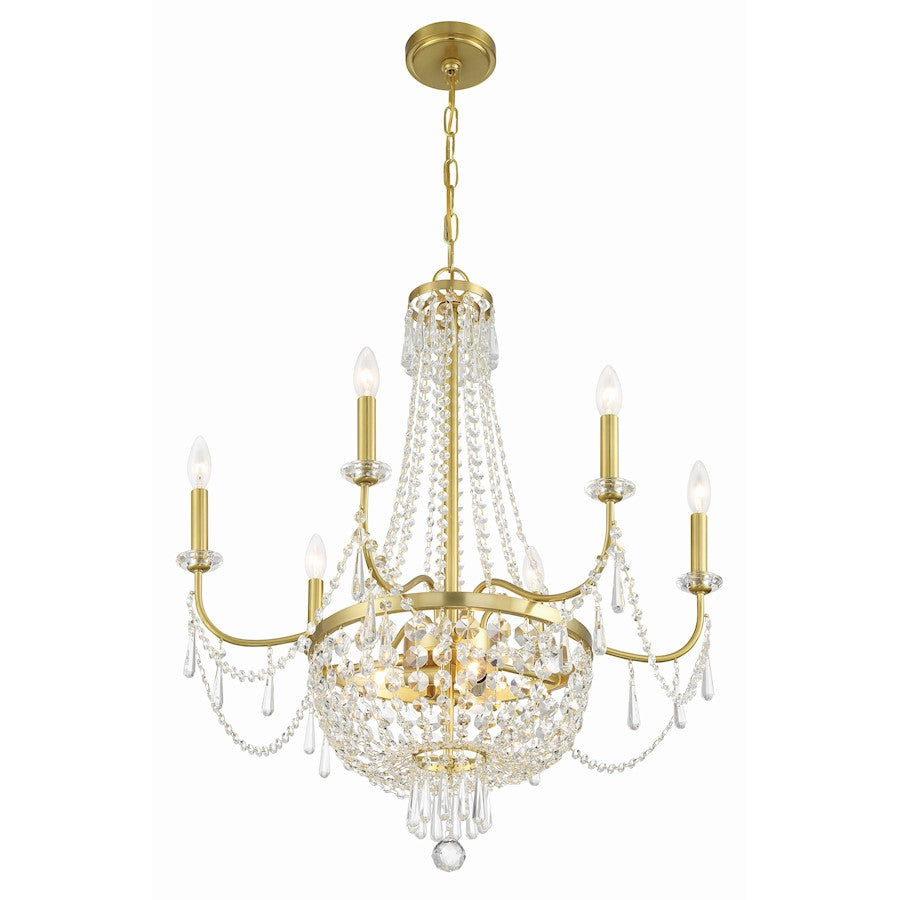 9 Light Chandelier, Aged Brass