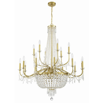 22 Light Chandelier, Aged Brass