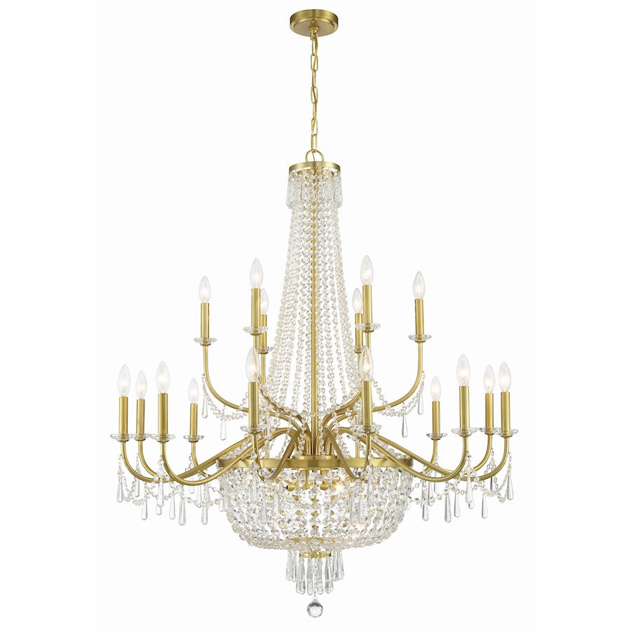 22 Light Chandelier, Aged Brass