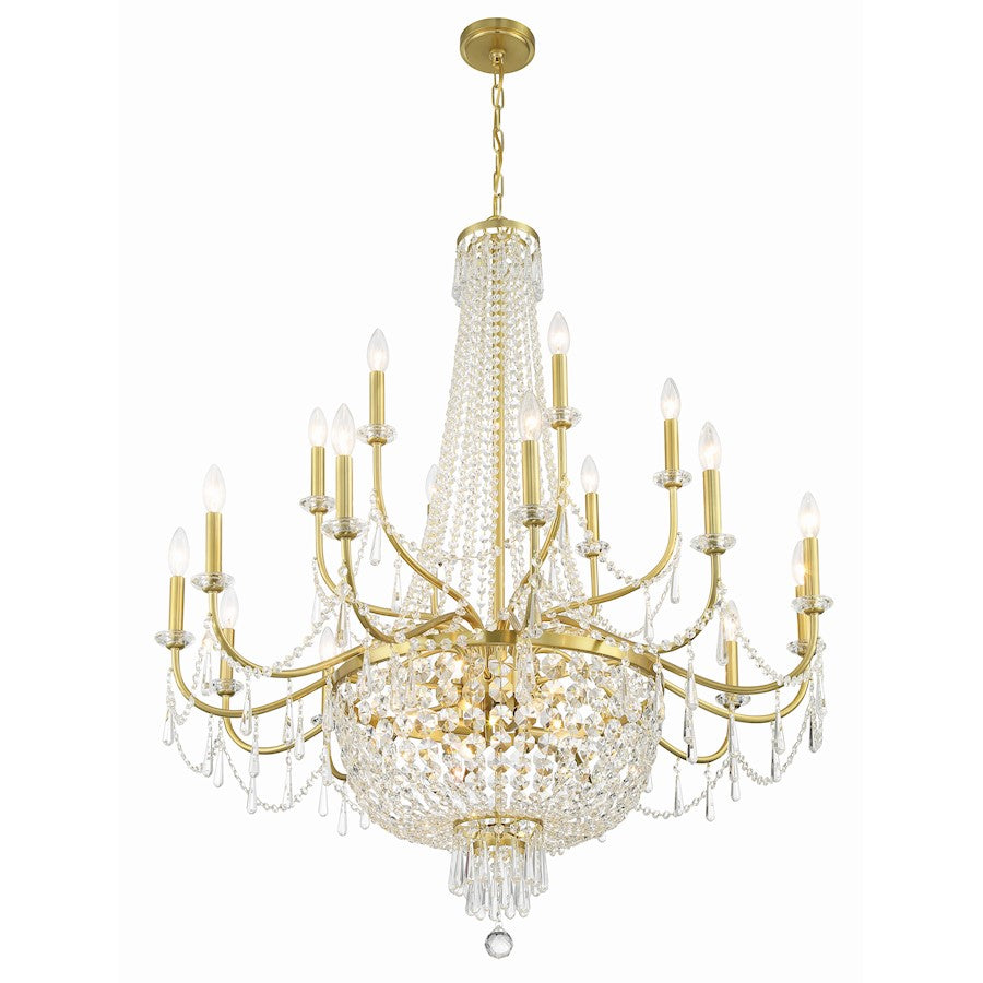 22 Light Chandelier, Aged Brass