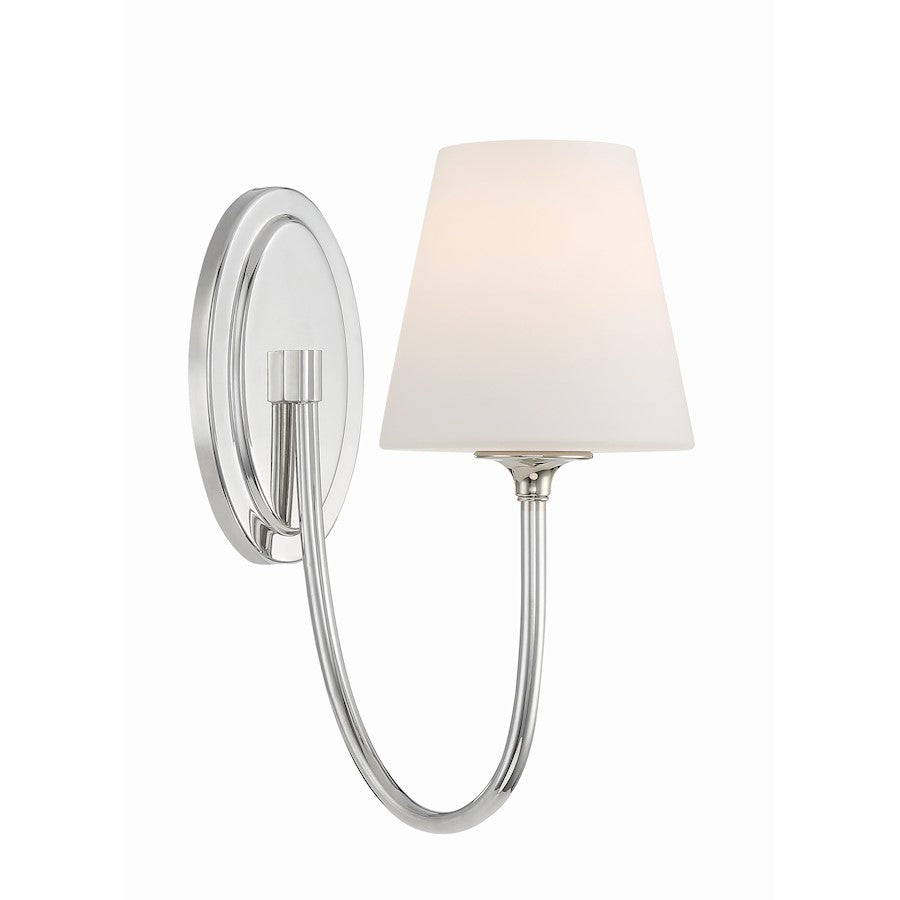 Crystorama Juno 1 Light Wall Mount, Polished Nickel/White - JUN-10321-PN