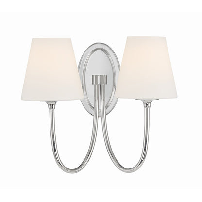 Crystorama Juno 2 Light Wall Mount, Polished Nickel/White - JUN-10322-PN