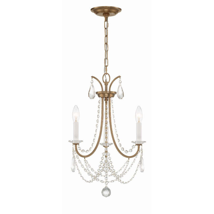 Crystorama Karrington 3 Light Mini Chandelier, Aged Brass - KAR-90903-AG-CL-MWP