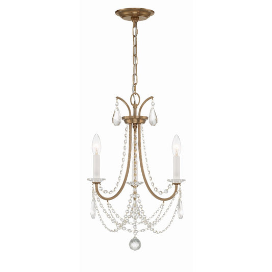 Crystorama Karrington 3 Light Mini Chandelier, Aged Brass - KAR-90903-AG-CL-MWP