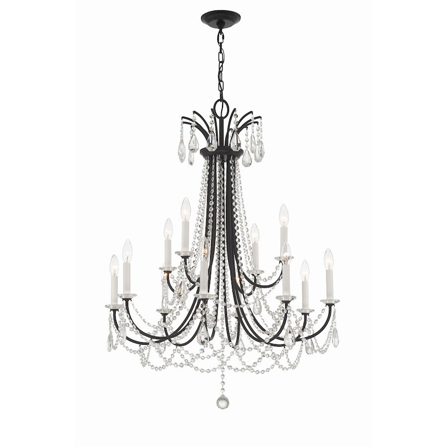 Crystorama Karrington 12 Light Chandelier, Matte Black - KAR-90912-MK-CL-MWP