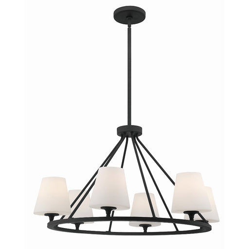 Crystorama Keenan 6 Light Chandelier, Black Forged/White - KEE-A3006-BF