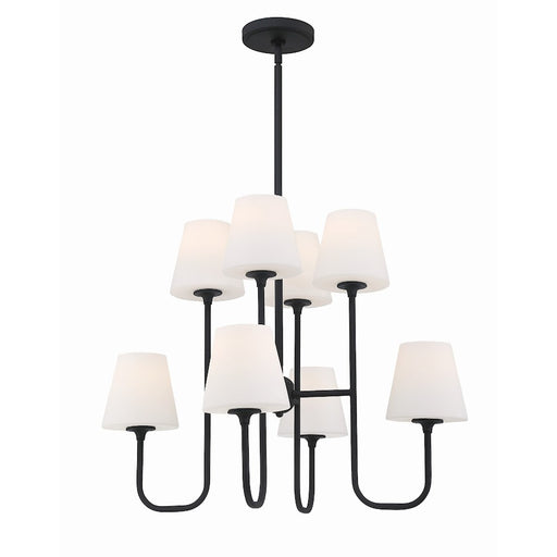 Crystorama Keenan 8 Light Chandelier, Black Forged/White - KEE-A3008-BF