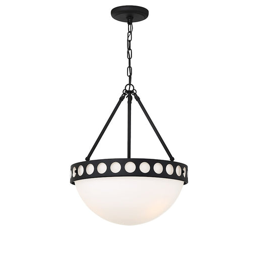 Crystorama Kirby 3 Light Chandelier, Black Forged/Etched Opal - KIR-B8105-BF