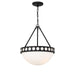 Crystorama Kirby 3 Light Chandelier, Black Forged/Etched Opal - KIR-B8105-BF