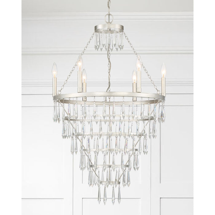 Crystorama Lucille Chandelier, Antique Silver