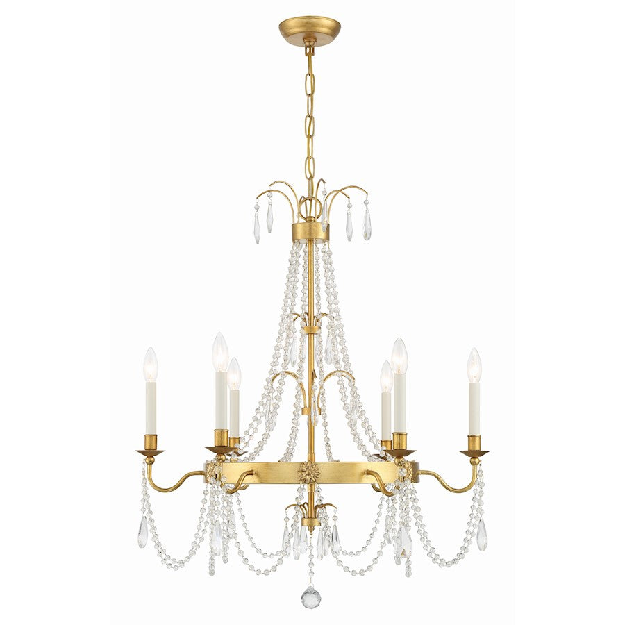 Crystorama Maizey 6 Light Chandelier, Antique Gold - MAI-18606-GA