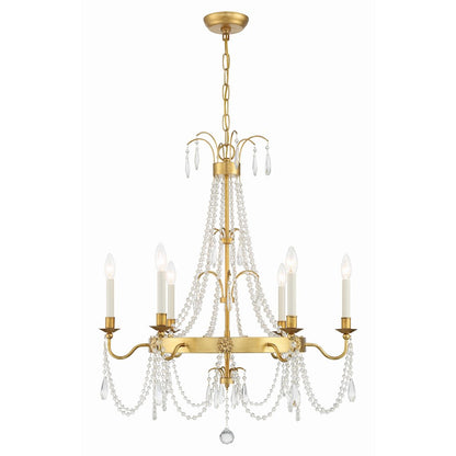 Crystorama Maizey 6 Light Chandelier, Antique Gold - MAI-18606-GA