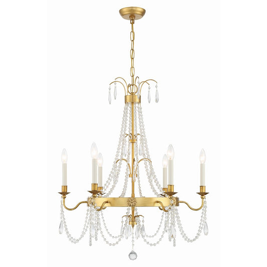 Crystorama Maizey 6 Light Chandelier, Antique Gold - MAI-18606-GA