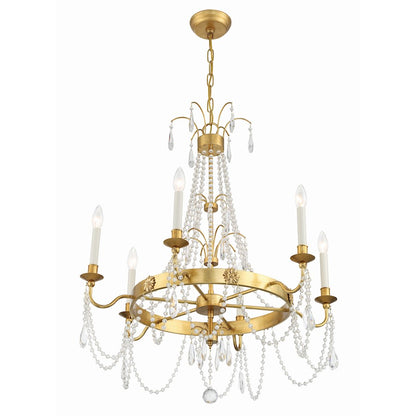 6 Light Chandelier, Antique Gold