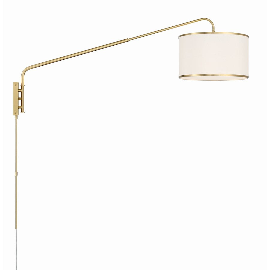 Crystorama Mallory 1 Light Task Sconce, Soft Brass - MAL-601-SB