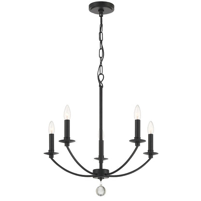 Crystorama Mila 5 Light Chandelier, Black - MIL-8005-BK