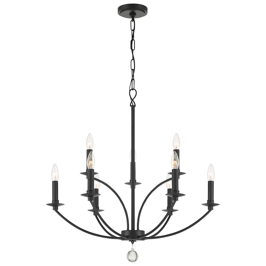 Crystorama Mila 9 Light Chandelier, Black - MIL-8009-BK