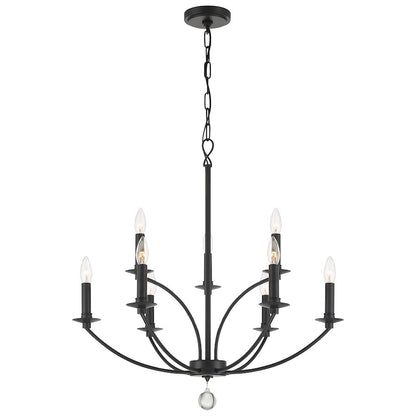 Crystorama Mila 9 Light Chandelier, Black - MIL-8009-BK