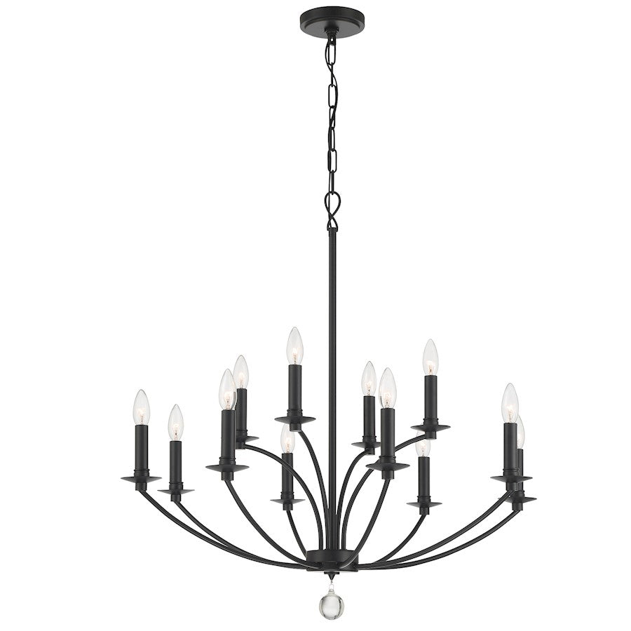 Crystorama Mila 12 Light Chandelier, Black - MIL-8012-BK