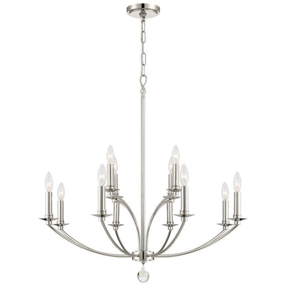 Crystorama Mila 12 Light Chandelier, Polished Nickel - MIL-8012-PN