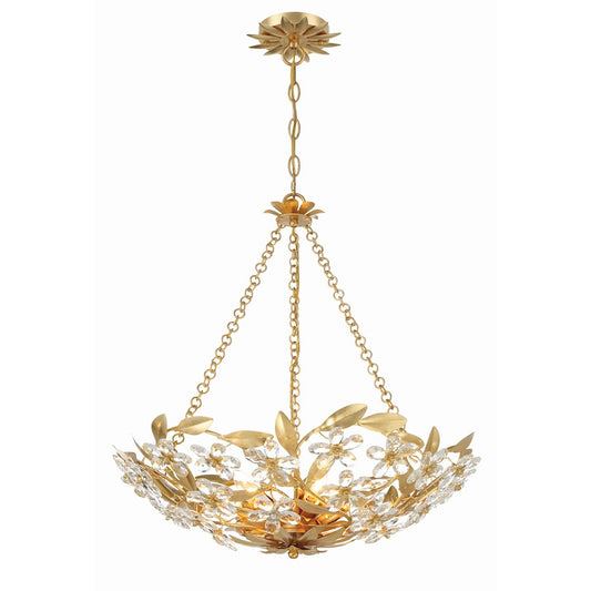 Crystorama Marselle 6 Light Chandelier, Antique Gold - MSL-306-GA