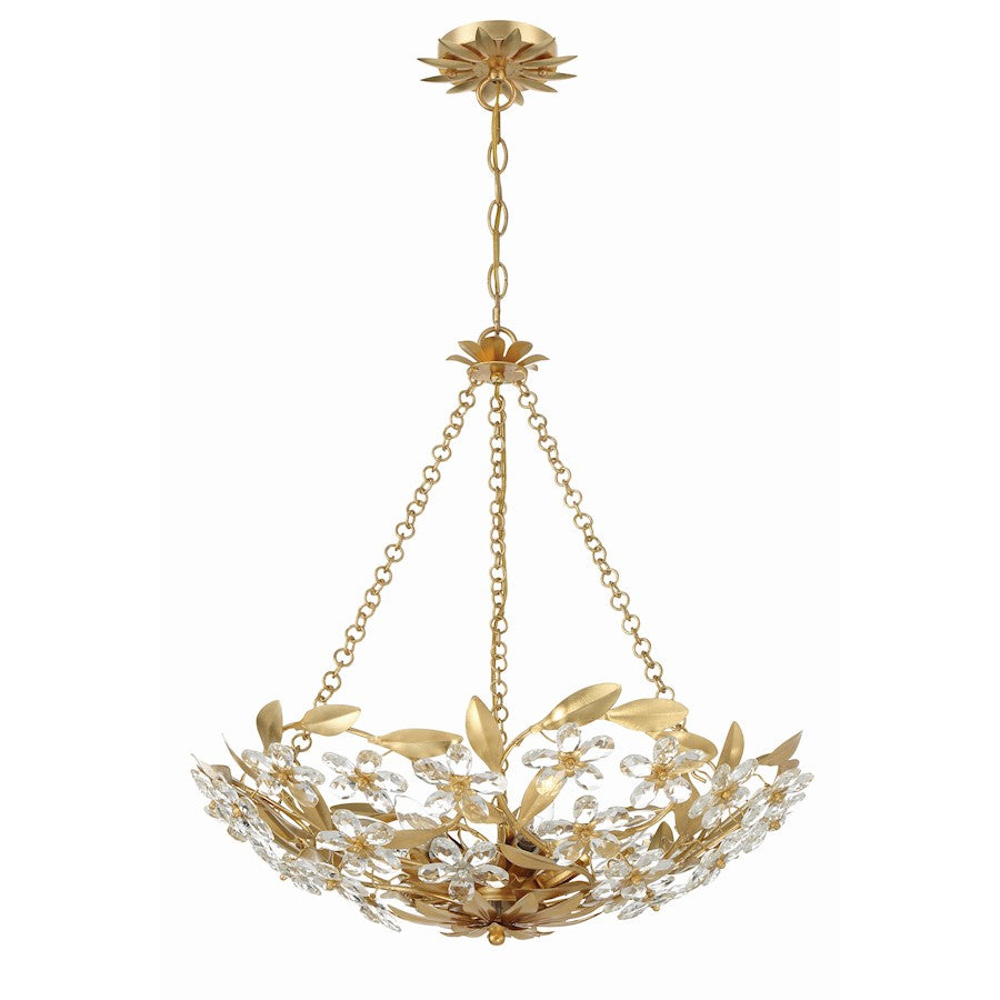 6 Light Chandelier, Antique Gold