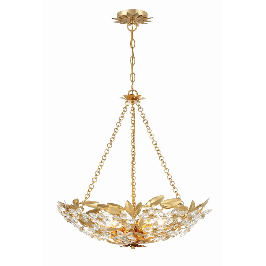 6 Light Chandelier, Antique Gold