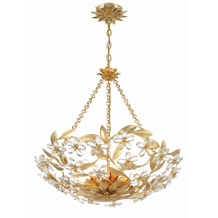 Crystorama Marselle 6 Light Chandelier, Antique Gold