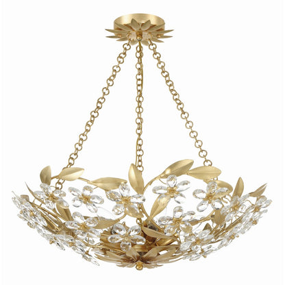 6 Light Chandelier, Antique Gold