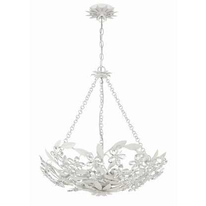 6 Light Chandelier, Matte White