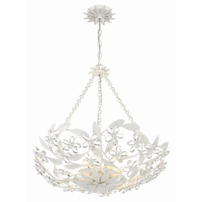 6 Light Chandelier, Matte White