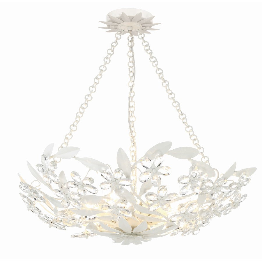 6 Light Chandelier, Matte White