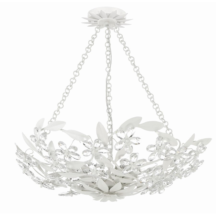 6 Light Chandelier, Matte White