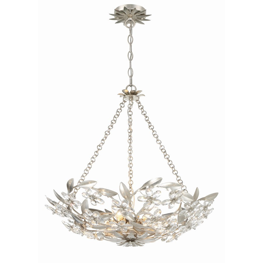 Crystorama Marselle 6 Light Chandelier, Antique Silver - MSL-306-SA