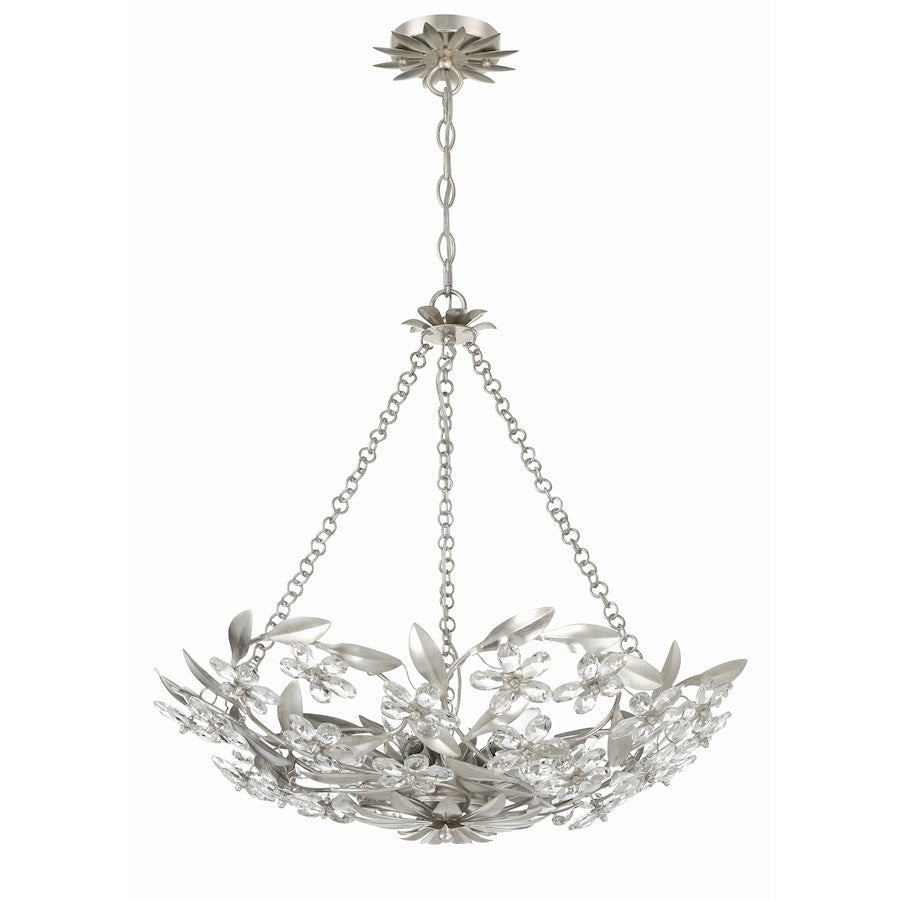 6 Light Chandelier, Antique Silver