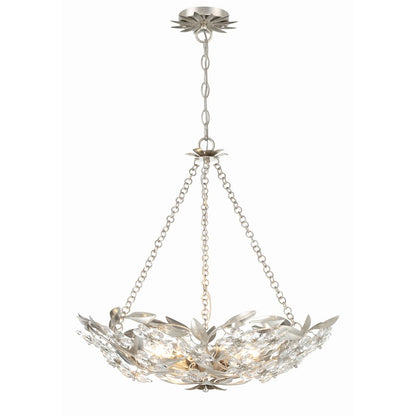 6 Light Chandelier, Antique Silver