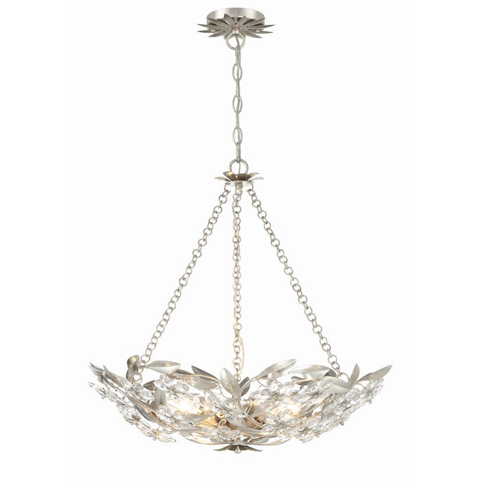 Crystorama Marselle 6 Light Chandelier, Antique Silver