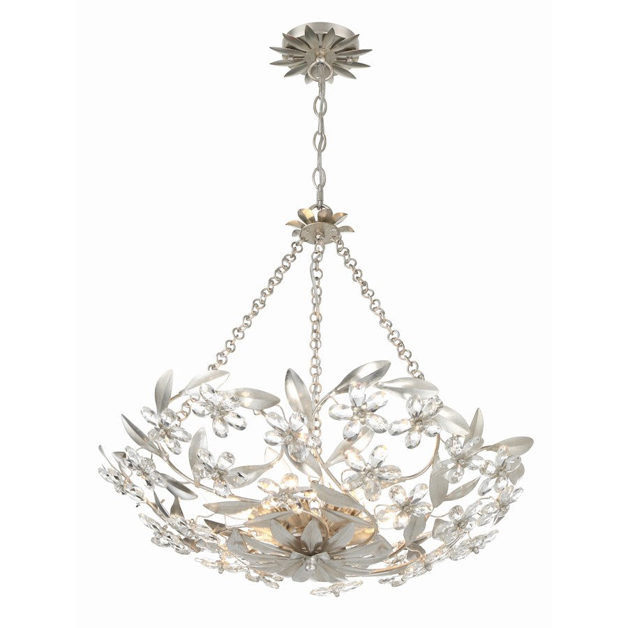 6 Light Chandelier, Antique Silver