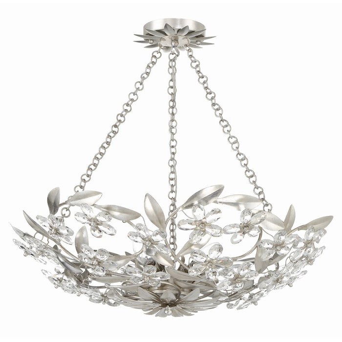 Crystorama Marselle 6 Light Chandelier, Antique Silver