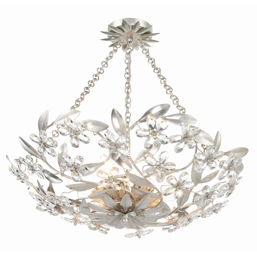 Crystorama Marselle 6 Light Semi Flush Mount, Antique Silver - MSL-306-SA-CEILING